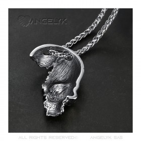 Imposant Pendentif Biker Skull Crâne Fracassé Acier 316L bobijoo