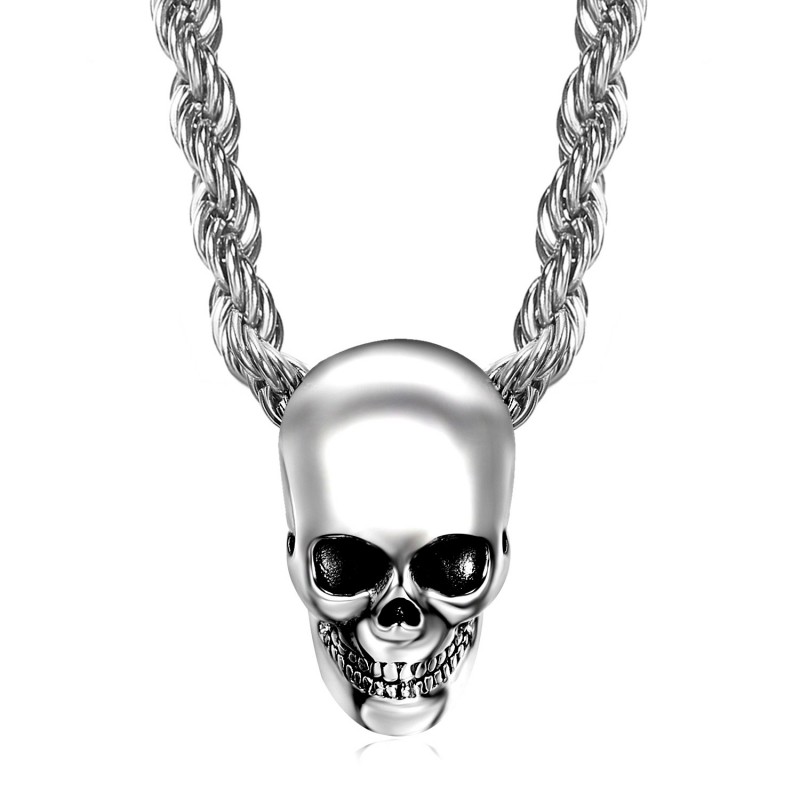PE0267 BOBIJOO Jewelry Pendant necklace Biker Skull Skull Steel Chrome Silver Head Dead
