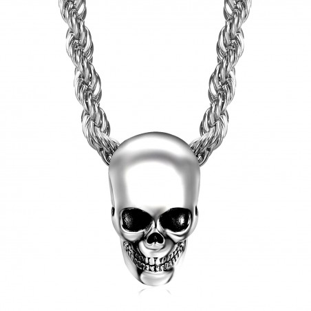 PE0267 BOBIJOO Jewelry Anhänger Biker Skull Schädel Edelstahl im Chrom-Silber-Kopf-Tod