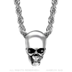 PE0267 BOBIJOO Jewelry Colgante, collar de Cráneo del Motorista del Cráneo de Acero de Cromo de Plata de la Cabeza de Muerto