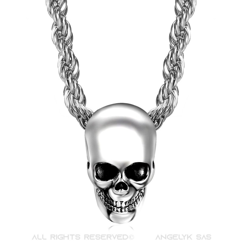 BOBIJOO Jewelry - Anhänger Biker Skull Schädel Edelstahl im  Chrom-Silber-Kopf-Tod - 19,90 €