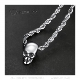 Pendentif Biker Skull Crâne Acier Chromé Argent Tête Mort bobijoo