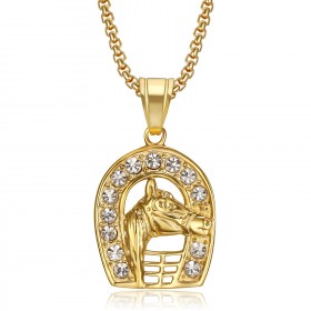 PE0263 BOBIJOO Jewelry Anhänger hufeisen Carmargue Stahl Gold Elvis-Diamant
