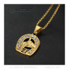 PE0263 BOBIJOO Jewelry Pendant horseshoe Carmargue Steel Gold Elvis Diamond