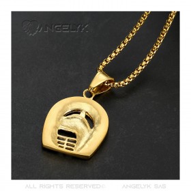 PE0263 BOBIJOO Jewelry Pendant horseshoe Carmargue Steel Gold Elvis Diamond