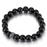 Bracelet Pierre Onyx Noir Mat Croix Pattée Acier bobijoo