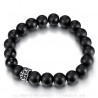 Bracelet Pierre Onyx Noir Mat Croix Pattée Acier bobijoo