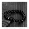 BR0047 BOBIJOO Jewelry Bracelet Stone Black Onyx Matte Cross Pattée stainless Steel