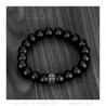 BR0047 BOBIJOO Jewelry Bracelet Stone Black Onyx Matte Cross Pattée stainless Steel