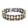 BR0240 BOBIJOO Jewelry Wide Chain Bracelet Motorcycle Man Steel Gold Silver Black