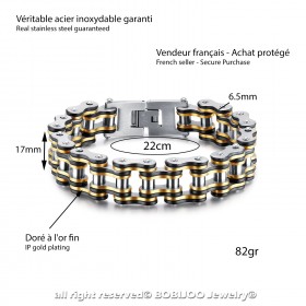 Large Bracelet Chaîne de Moto Homme Acier Or Argent Noir bobijoo
