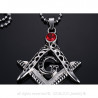 Pendentif Collier Franc Maçon Acier Faux Rubis Rouge bobijoo