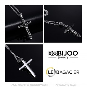 PE0061B BOBIJOO Jewelry Alle Anhänger Lateinischen Kreuzes Jesu Stahl Silber-Antik -