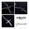 Ensemble Pendentif Croix Latine Jésus Acier Argent Vieilli bobijoo