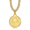 PE0276 BOBIJOO Gioielli Ciondolo Medaglia Collana, San Benedetto in Acciaio Catena d'Oro