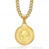 PE0276 BOBIJOO Gioielli Ciondolo Medaglia Collana, San Benedetto in Acciaio Catena d'Oro