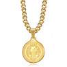 PE0276 BOBIJOO Jewelry Pendant Medal Necklace, St Benedict Steel Gold Chain