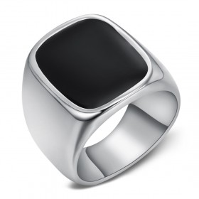 BA0360 BOBIJOO Jewelry Big Signet ring Man Cabochon Email Black Steel