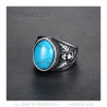 BA0361 BOBIJOO Jewelry Signet Ring Biker Turquoise Oval 18m