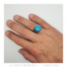 BA0361 BOBIJOO Jewelry Signet Ring Biker Turquoise Oval 18m