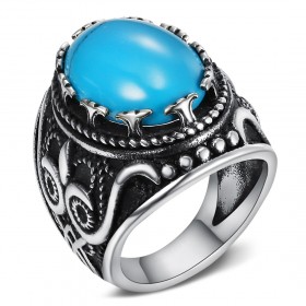 BA0362 BOBIJOO Jewelry Signet Ring Biker Turquoise Owl 24mm