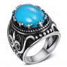 Chevalière Bague Biker Turquoise Hibou 24mm bobijoo