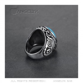 Chevalière Bague Biker Turquoise Triskèle 22mm bobijoo