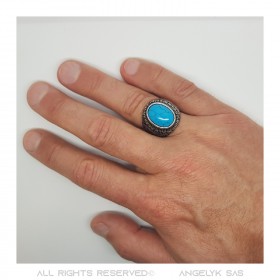 BA0363 BOBIJOO Jewelry Signet Ring Biker Turquoise Triskele 22mm