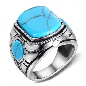 Chevalière Bague Biker 3 Turquoises Maya 21mm bobijoo