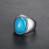 BA0366 BOBIJOO Jewelry Sello del Anillo Ciclista de la Turquesa Sobrio 20mm