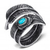 Chevalière Bague Biker Indien Plume Turquoise USA bobijoo