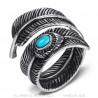 BA0367 BOBIJOO Jewelry Siegelring Ring Biker Indischen Feder Türkis USA