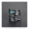 BA0367 BOBIJOO Jewelry Signet Ring Biker Indian Feather Turquoise US