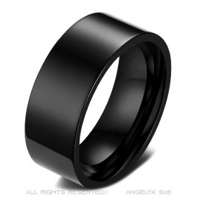 BA0368 BOBIJOO Gioielli Anello Anello di Alleanza 8mm Nero Titanio Acciaio