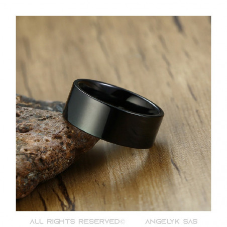 BA0368 BOBIJOO Jewelry Ring Ring Alliance 8mm Steel Black Titanium