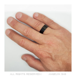 BA0368 BOBIJOO Jewelry Ring Ring Alliance 8mm Steel Black Titanium