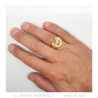 BA0369 BOBIJOO Jewelry Anillo de Sello Acero Oro Herradura Diamantes Elvis