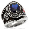 BA0371 BOBIJOO Jewelry Siegelring Ring Militär Marine USA Stahl, Blau-Silber