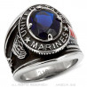 BA0371 BOBIJOO Jewelry Signet Ring Military Marine USA Steel Blue Silver