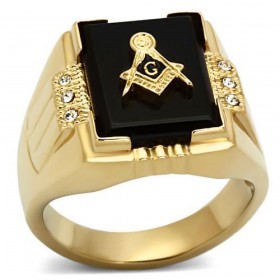 BA0372 BOBIJOO Jewelry Siegelring Ring Freimaurer-Cabochon Schwarzes Gold