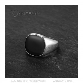 BA0014 BOBIJOO Jewelry Ring Signet ring Cabochon Steel Silver e-Mail