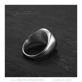 BA0014 BOBIJOO Jewelry Ring Signet ring Cabochon Steel Silver e-Mail