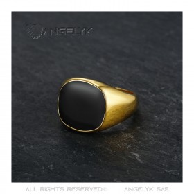 BA0015 BOBIJOO Jewelry Ring Signet ring Cabochon Steel Gold Email