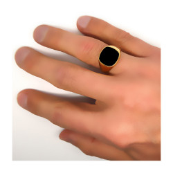 BA0015 BOBIJOO Jewelry Ring Signet ring Cabochon Steel Gold Email