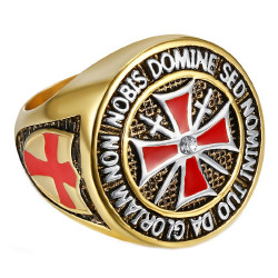 BOBIJOO Jewelry - Anillo De De La Orden De Los Templarios Dorado De Oro De De La Cruz Roja De Acero - 19,90 €