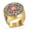 BA0016 BOBIJOO Jewelry Ring Siegelring Templer-Orden Gold Ende Rot-Kreuz-Stahl