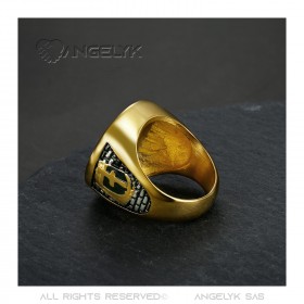 BA0016 BOBIJOO Jewelry Ring Knight Order Templar Gilt Gold End Red Cross Steel