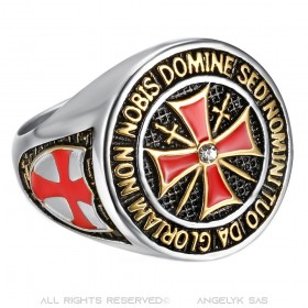 BA0017B BOBIJOO Jewelry Ring Templer-Orden, Silbernes Kreuz von Malta Edelstahl