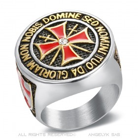 BA0017B BOBIJOO Jewelry Ring Order Templar Silver maltese Cross Stainless Steel