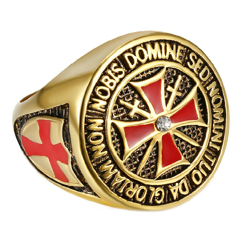 Bague Devise Chevalier Templier Tout Or Fin Doré bobijoo